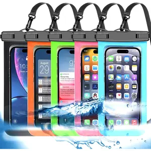 Famoby Up to 8.3" 5 Pack Multicolor Universal Waterproof Phone Pouch, Phone Waterproof Case Dry Bag,Protection Level: IP68,Outdoor Sports for Apple iPhone,Samsung,and More,Black,Blue,Pink,Orange,Green