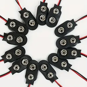 10pcs 15cm Long 9V Battery Snap Connectors - Black Steel Contacts with Red and Black Wires, Ideal for DIY Projects and Electronics Assembly, Electronics Accessories | Snap Connector | Durable Battery Holder, Battery Operated Accessories