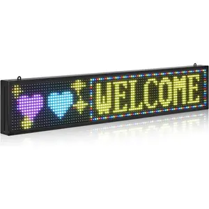 VEVOR Programmable LED Sign, P10 Full Color Flexible Digital Scrolling Panel, DIY Custom Text Pattern GIF Display Board, Bluetooth APP Control Message Shop Sign for Store Business Advertising (40x8 in)