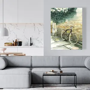 Begin Home Decor C1RC3648TWOMU4 36 x 48 in. Old Urban Bicycle - Turquoise Canvas Home Decor - Stylish Art