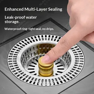 1pc Kitchen Sink Drain Plug, Dishwasher Basin Filter Accessories, Odor-Proof Press-And-Jump Core, Abs & Stainless Steel Filters, Sink Drain Strainer, Universal Fit