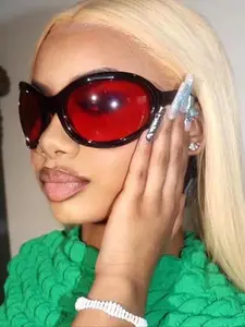 Unisex Large Frame Glasses, Trendy Tinted Lens Glasses for Everyday Use, Fashion Accessories for Outdoor Activities