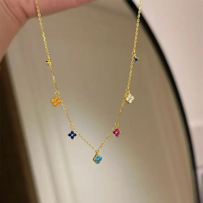 LunaStdla Four Leaf Clover Necklace - Elegant Lucky Pendant for Women | Dainty Daily Wear Jewelry & Perfect Gift for Her