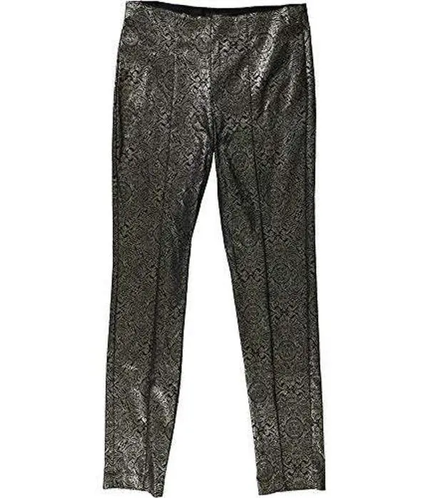 ALFANI Women's Metallic Paisley Comfort Waist Pull On Skinny Pants