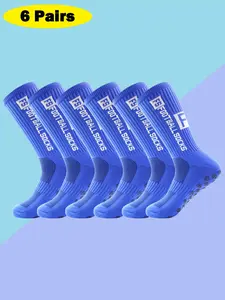 6 Pairs Unisex Sports Socks, Anti-Slip, Suitable for Football, Basketball, Baseball, Rugby, Cycling, Running, Hiking, Tennis, Skateboarding