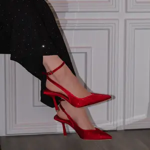 Jayleen - Women's Pointed Toe Rhinestone Pumps Ankle Strap Stiletto Summer Slip On Elegant Design Comfortable Walking Shoes