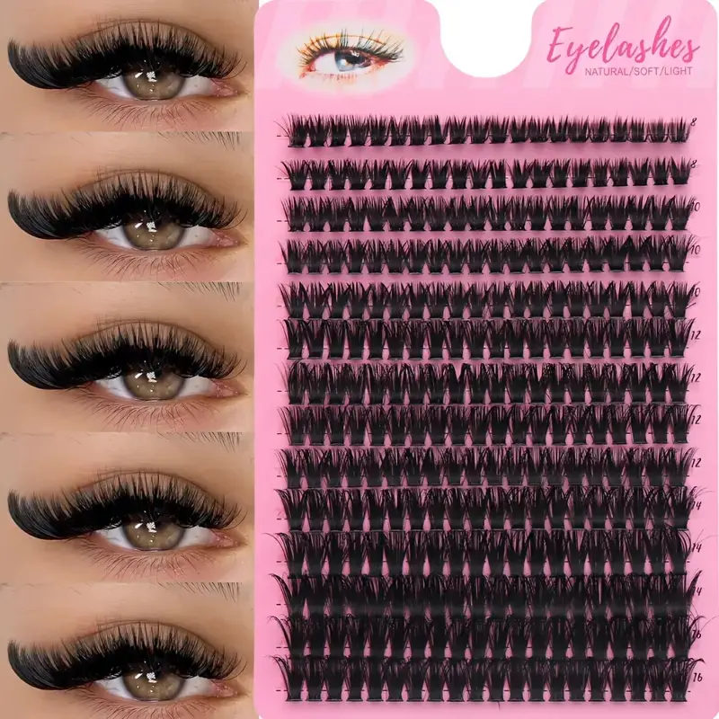 14 Rows of Segmented Single Cluster Lashes, Fluffy Eyelash Clusters, Mega Eyelash Clusters, Soft and Natural, Large Capacity, Travel-Friendly, DIY Eyelash Clusters, Individual Lash Extensions, Ideal Holiday Gifts, Cosmetic, Makeup, Eyelashes Extensions