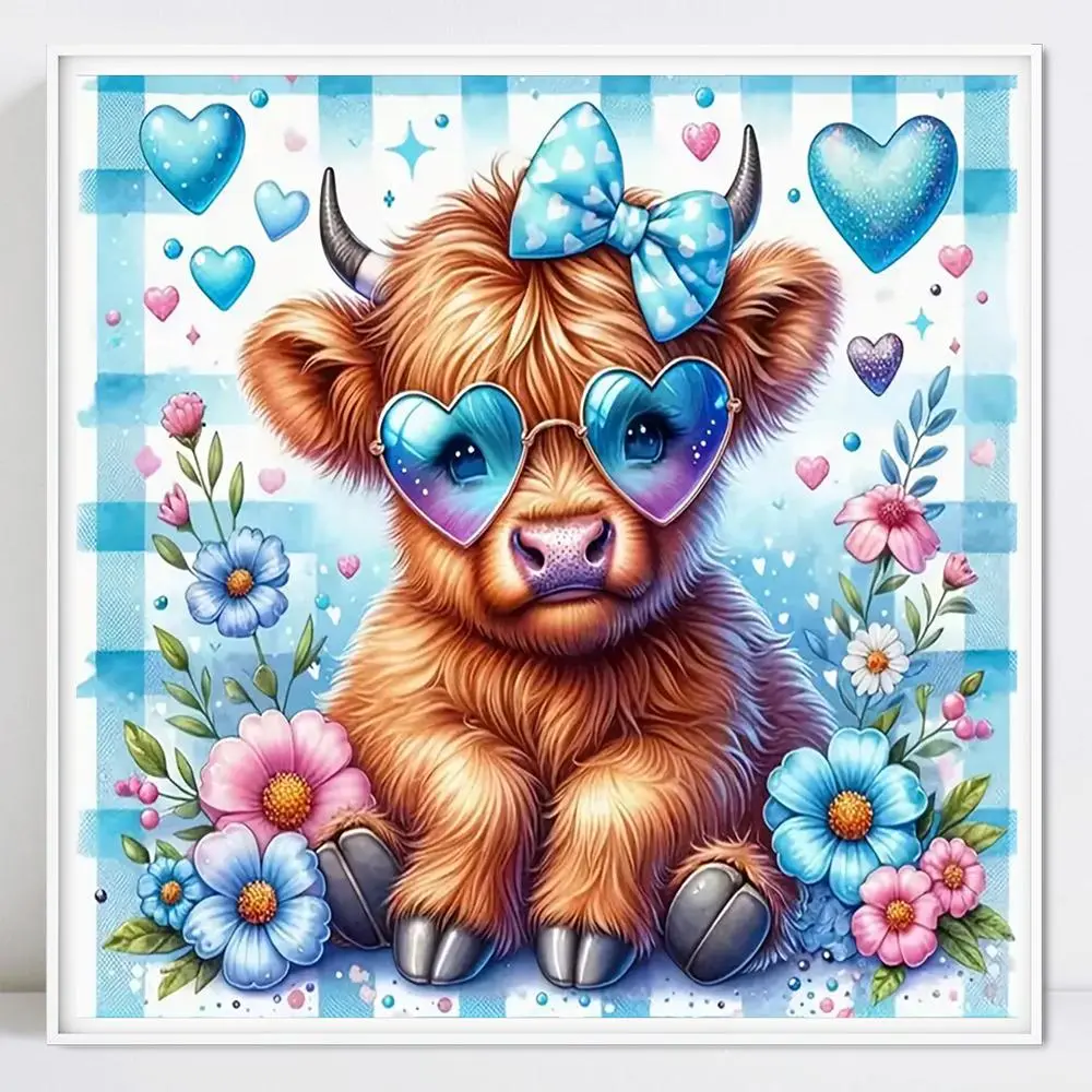 Cow Pattern DIY Diamond Arts Colorful Painting Kit without Frame, DIY 5D Diamond Arts Colorful Painting Kit, Wall Art Decor for Home Living Room Bedroom