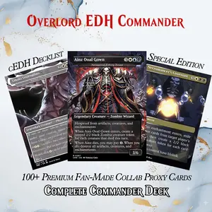 OVERLORD ZOMBIE TRIBAL PROXY COMMANDER DECK – PREMIUM COLLECTOR SET (100 CARDS | 4 VERSIONS | DICE SET | PLAYMAT | VELVET BAG | LEATHER BOX)