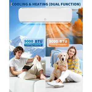 Ultra-Quiet 19 SEER2 9000 BTU Ductless Mini Split Air Conditioner & Heater – 3-in-1 Cooling, Heating, Dehumidifying – Inverter System for 450 Sq.Ft, 230V, Whisper 42dB, 10ft Pre-Charged Line, Modern White Design