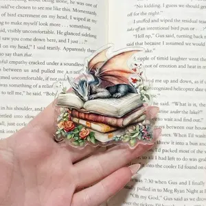 Floral Fantasy Dragon Kindleholder – Silver Dragon On Open Book with Flowers, Cottagecore Aesthetic, Magneticphonegrips for Girls, Fairytale Gift