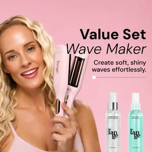 L'ANGE HAIR - Wave Maker Value Set - SculptWaver Titanium Deep Wave Crimper, Thermal Magique Heat & Humidity Tamer, & Salt + Séa Texturizing Spray, Wavy Hair, Lightweight, Adjustable, Hair Tools