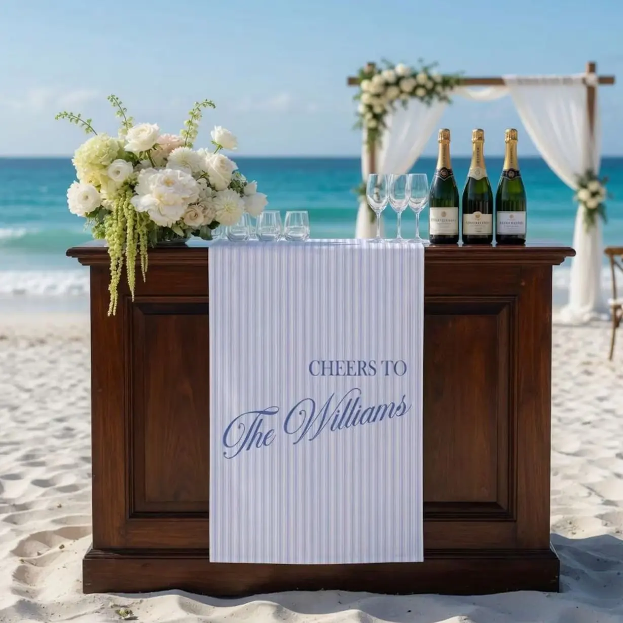Personalized Linen striped bar or event Sign, Custom Wedding Welcome Sign, Fabric Bar Menu Banner, Personalized Name Date, custom name sign