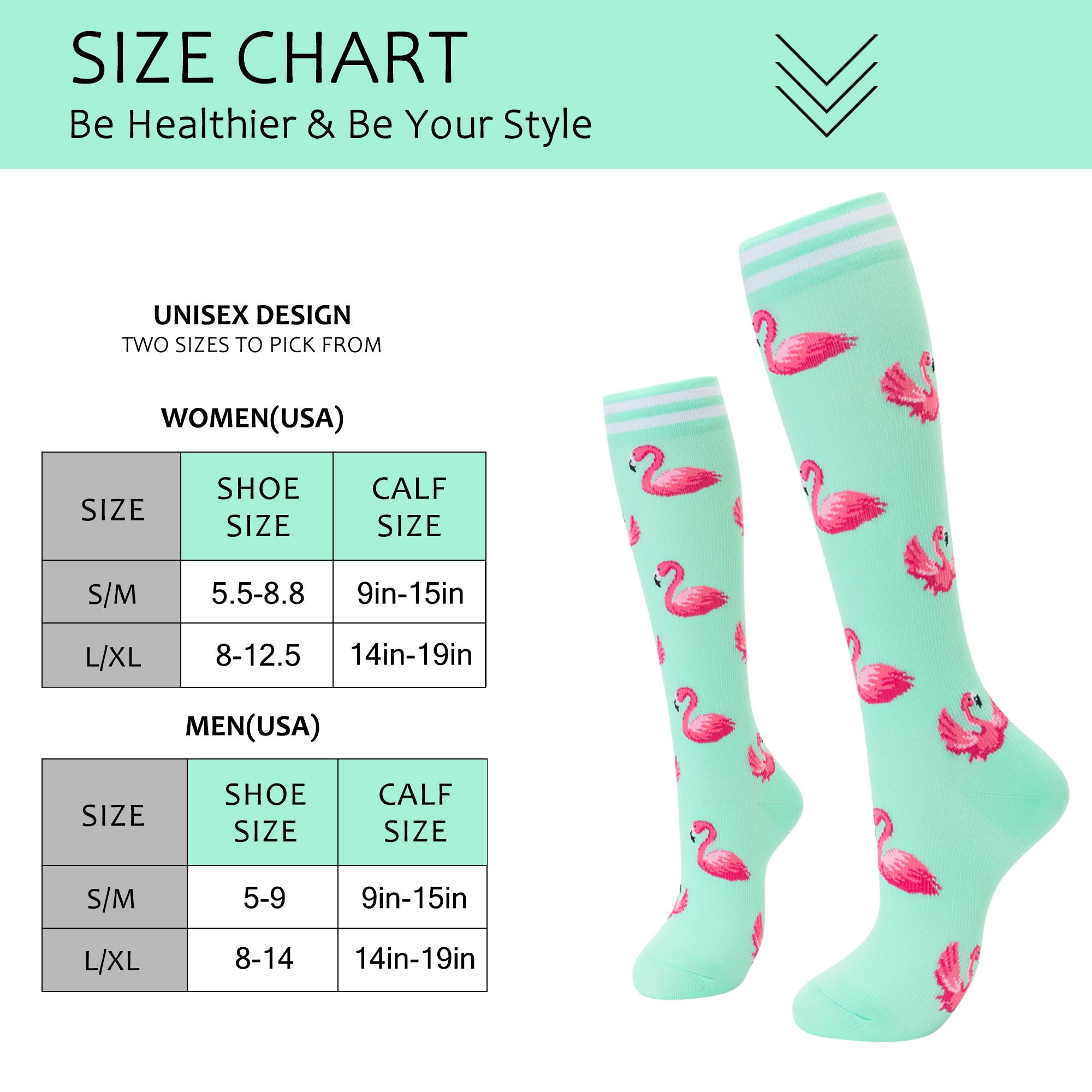 6 Pairs Cute Animal Print Compression Socks 15-20mmHg, Knee High Circulation Support Socks for Women, Running Travel Nurse Athletic Compression Socks