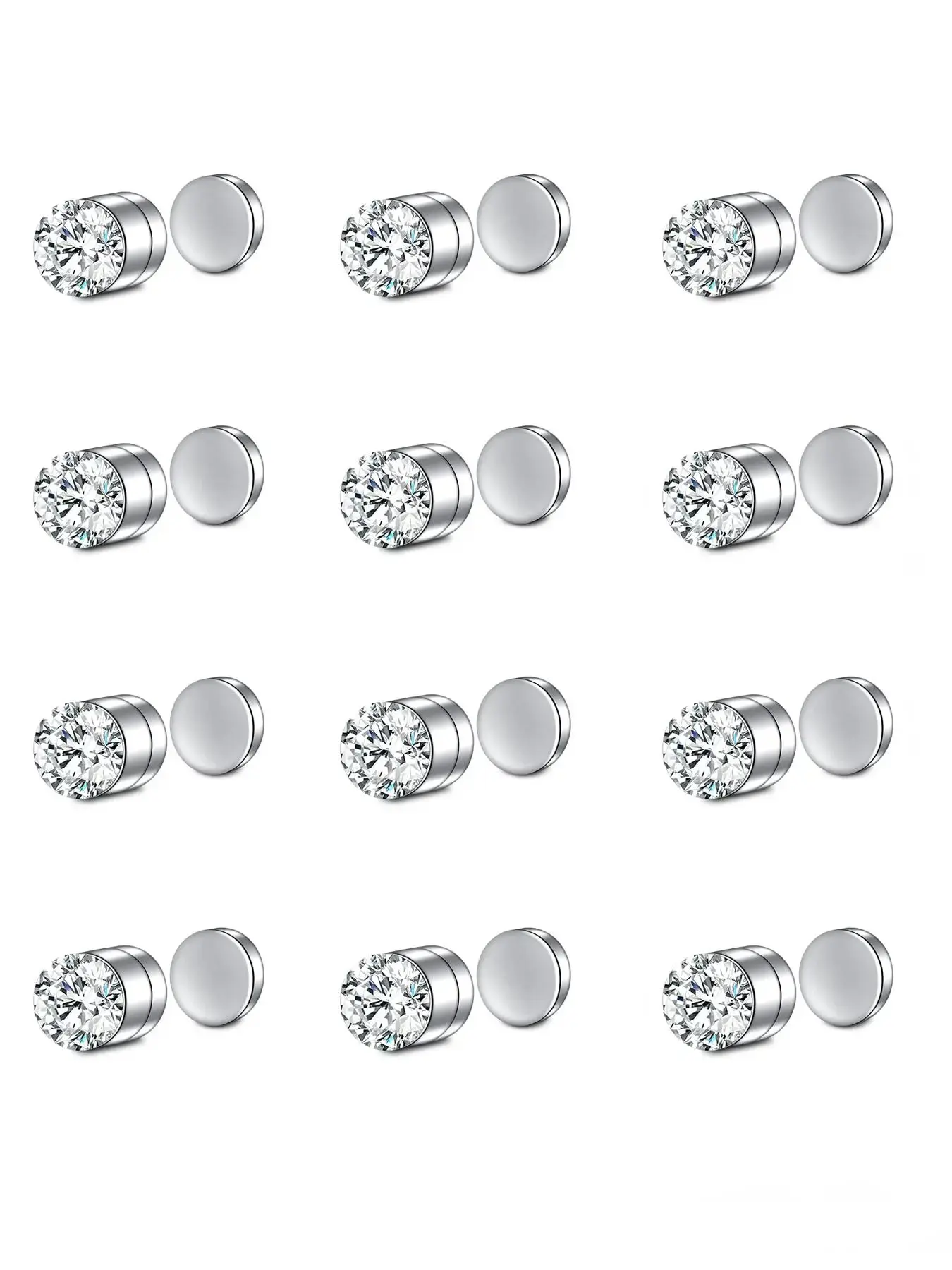 Rhinestone Decor Magnetic Nose Ring Set, Nose Hoop, Nose Rings Set, Nose Rings Hoops, Stainless Steel Fake Nose Studs, Non Piercing Jewelry, Body Jewellery, Fashion Body Jewelry for Women & Men, Trendy All-match & Exquisite Jewelry for Gift