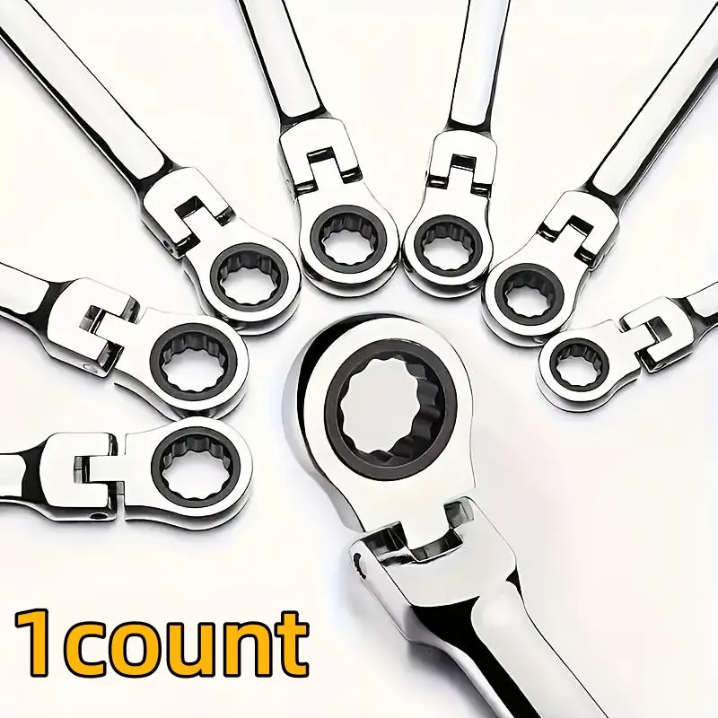 Dual-Purpose Spring Wrench with Flexible Head, Flexible Head Feature, Double Functionality, Chrome Vanadium Steel, High Torque, Ideal for Car Repair, Mechanics Shop, Home Use, Combination Wrench, Wrench Tool