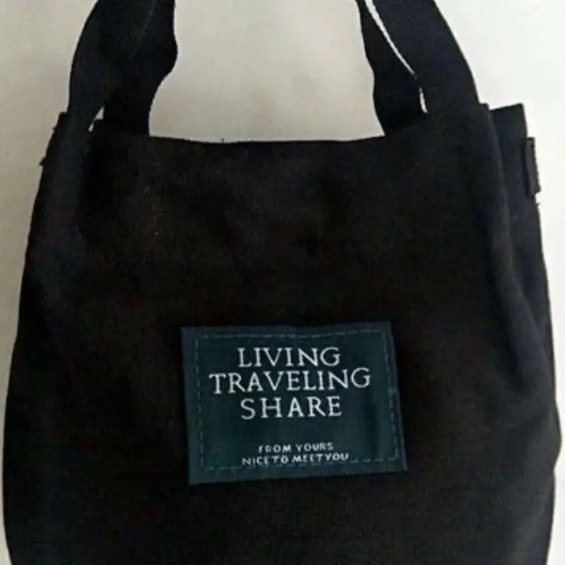 Fashion Small Black Canvas Bucket Bag