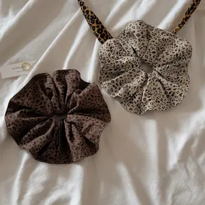Retro Y2K Leopard Print Scrunchie, Versatile European and American Style, High-End Women's Ponytail Hair Tie, Elastic Hair Band