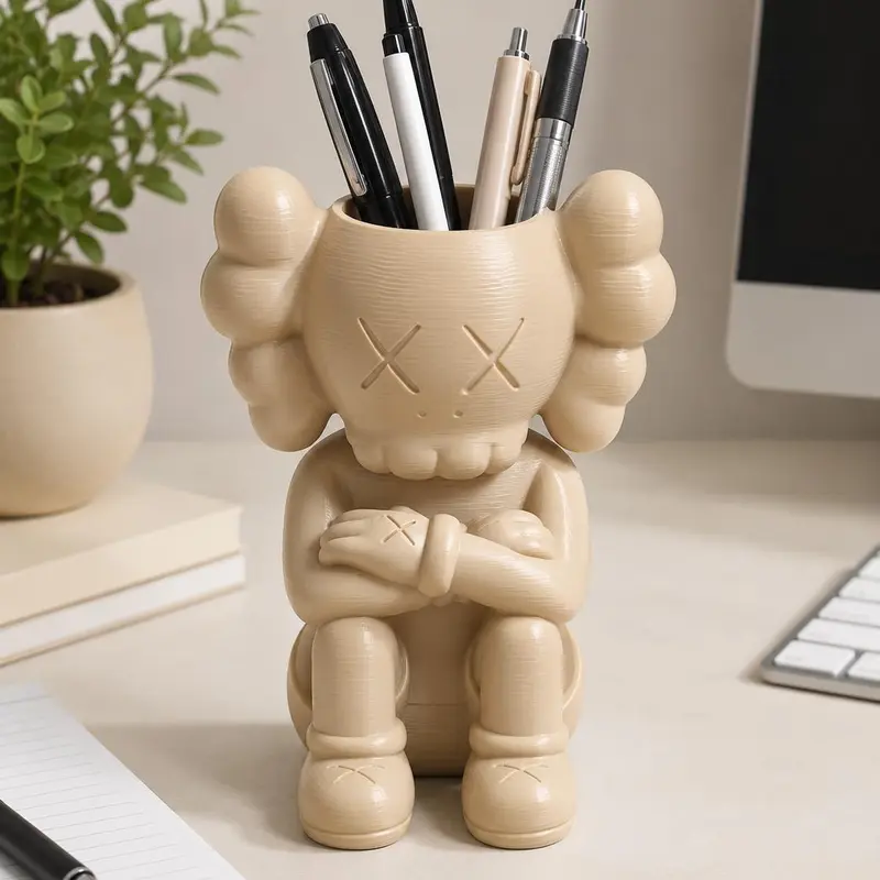3D-Printed Sitting Character Pen Holder - Playful Modern Office Work Accessories, Desk Accessories, Office Decor, Desk Storage Organizer for Pens