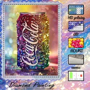 DIY 5D Flocking Diamond Painting Kit, AB Drill, Fairy Dust Drill, Crystal Drill, Soda Can, Colorful, Crystal Diamond Embroidery, Special Craft Diamond Art Kit, Handicraft, Wall Decor, Gift for Family, Lovers, Friends