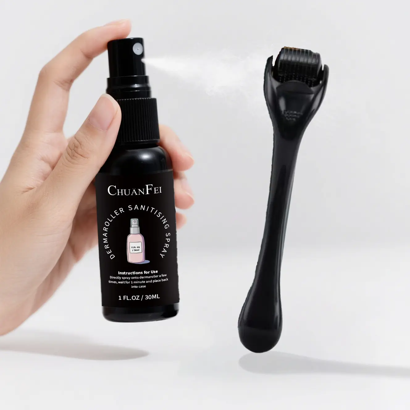 Beauty Tool Disinfectant Cleaning Spray - For Derma Rollers & Hair Curlers | 75% Alcohol Kills Germs | 30ml Quick-Dry Formula | Prevent Bacteria Buildup | Home & Salon Use Cleaning Products