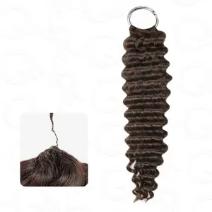 QVR Dark Brown #4 Crochet Hair Deep Wave Machine Made Feather Human Hair Extension