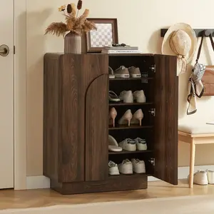 【Valentine's Day Gift】ONBRILL Wooden Shoe Storage Cabinet with Doors Large 6 Tier Organizer for Entryway Hallway Living Room Foyer Adjustable Shelves