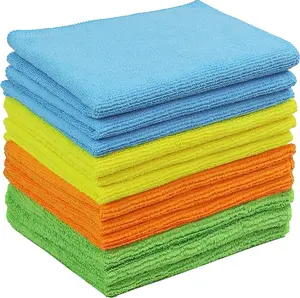 Microfiber Cleaning Cloth 4 Colors 12 Pack 16in x 16in Absorbent Scratch Free Lint Free Ultra-Absorbent for Various Cleaning Jobs 80% Polyester 20% Polyamide