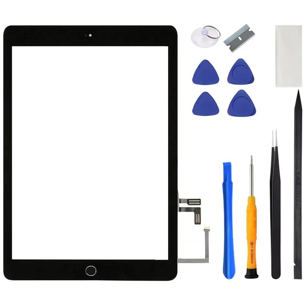 For Ipad 5 5th Gen Screen Replacement A1822 A1823 2017 Digitizer 9.7 Inch  Generation Touch Glass With Home Button Repair Tool Kit (black)