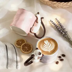 Custom Cat Lover Ceramic Cup, Handmade Cat Theme Mug, Cute Pet Memorial Gift, Cat Owner Coffee Cup, Perfect Gift for Her