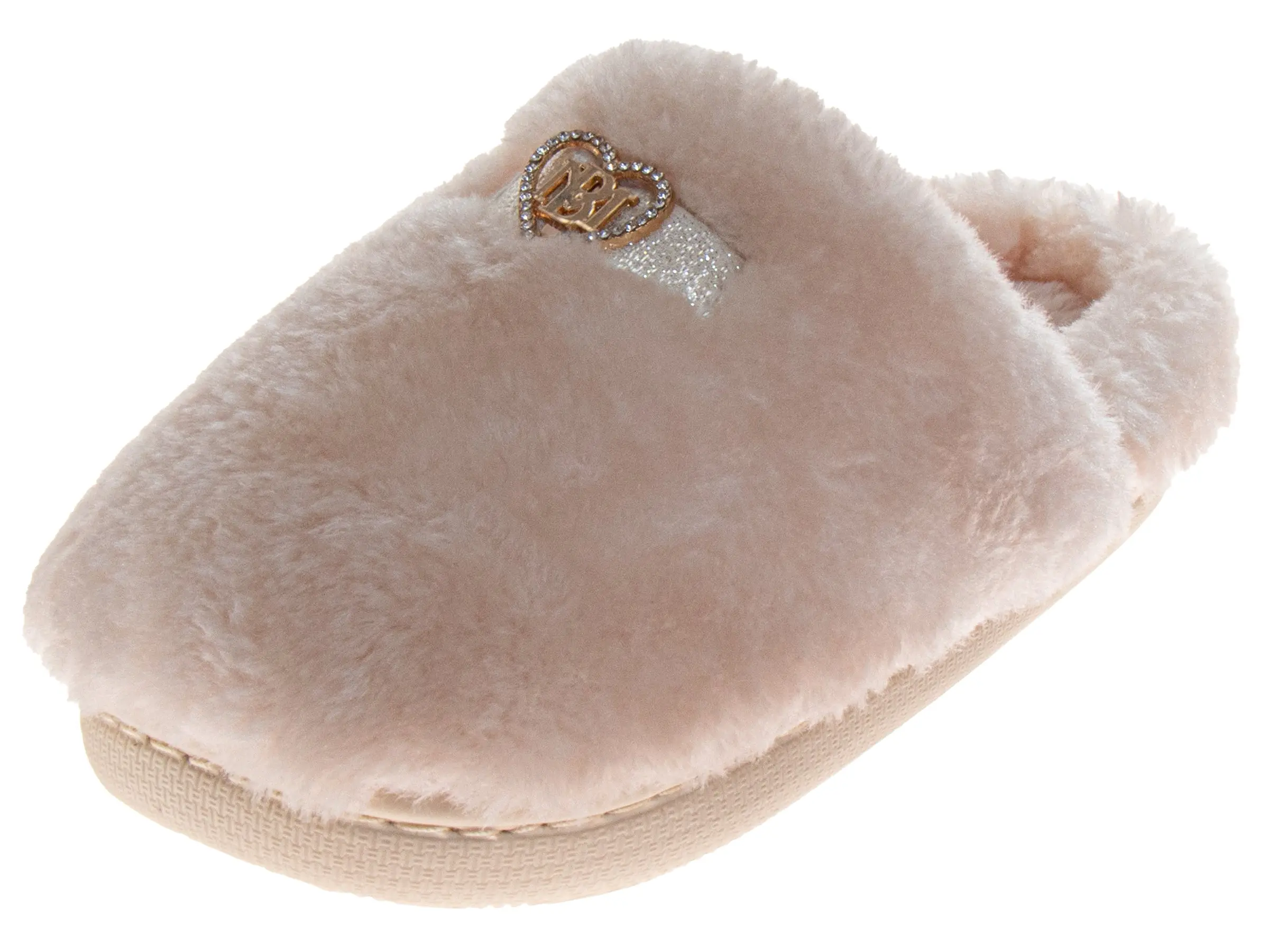 Badgley Mischka Women's Velvet Scuff Slippers - Casual Open Back Slip-On House Shoes with Cozy Synthetic Fur Lining, Satin Bow, Round Toe, Lightweight, Flexible, Rubber Sole, All-Season Indoor Footwear (Sizes 5,10)