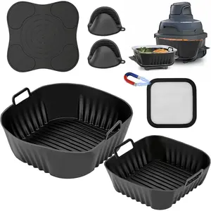 6 count Air Fryer Accessories for  Crisp FN101-2  Liners for 4 QT & 6 Cups Glass Container, Air Fryer Trivets  and Splatter Shield, Gloves,  Air Fryer Replacement
