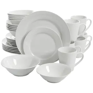 Gibson Noble Court 30 Piece White Ceramic Dinnerware Set