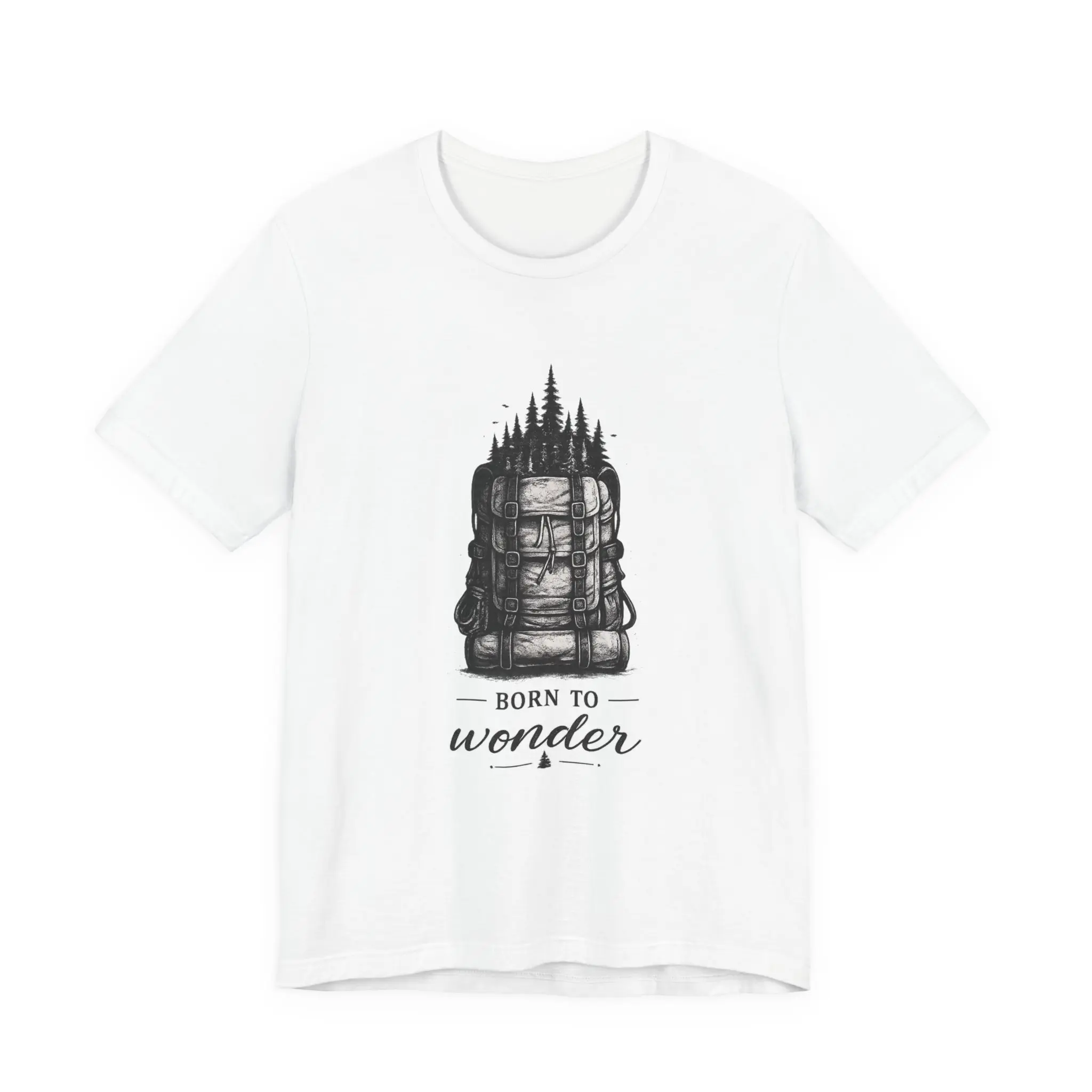 Born to Wonder Backpack Shirt | Hiking Graphic Tee | Camping T-Shirt | Nature Lover Gift | Outdoor Adventure Shirt | Bella Canvas 3001
