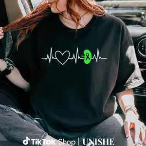 Cotton Kidney Disease Awareness Tee with Bold Heartbeat and Donor Graphic