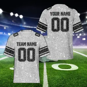 Custom Faux Glitter Football Jersey, Personalized Color Adult Football Team Jersey American Football Game Day Outfit , jersey S64