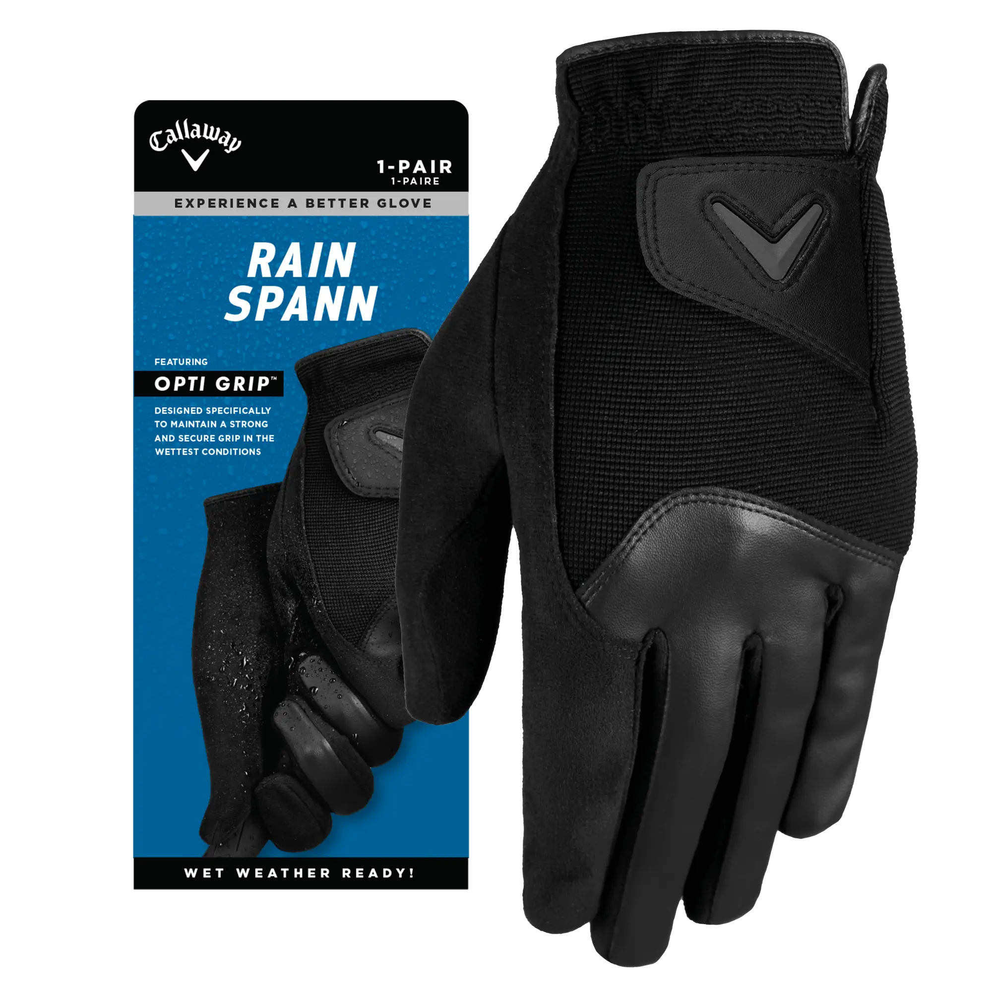 Callaway Golf Men's Rain Spann Gloves (Pair) in Black | Size: Cadet Large