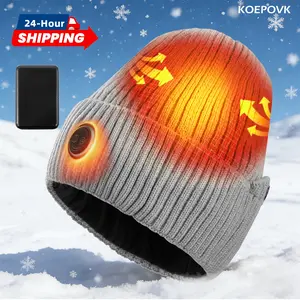 KOEPQVK 3-Level Temperature Adjustable Heated Hat with 5000mAh Battery Up to 7 Hours Continuous Heating Unisex Washable Winter Hat for Outdoor Activities Gray Winter Gift