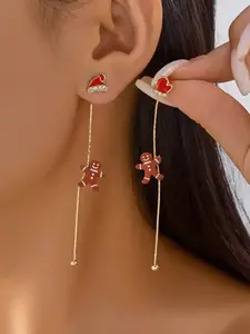Fashion Creative Climbing Santa Claus Tassel Earrings, Christmas Jewelry for Women, Unique Design, Perfect Holiday Gift