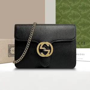 Pre-owned GUCCI Leather Shoulder Bags GG Interlocking Chain Crossbody Bag