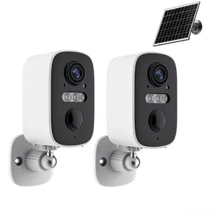 JIESUDA Solar Security Cameras Wireless Outdoor 2 Pack 2K Quad HD Color Night Vision PIR Motion Detection WiFi Cloud Storage Mic-SD Instant Alert 2.4GHz for Home Security,automatic alarm