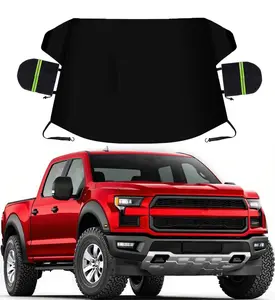 Car Windshield Cover for Sun Shade Thicken Dust-proof UV-Proof Stain-resistant Bird Droppings-resistant Waterproof with Side Mirrors for SUVs Trucks 63"x 47.2" Professional 600D Oxford Fabric & PVC Coating Car Accessories