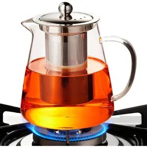 Glass Teapot (32oz/950ml)  with Removable Stainless Steel Infuser,Glass  Pot transparent Stovetop  Kettle,Blooming and Loose Leaf  Maker,Microwave & Dishwasher Safe