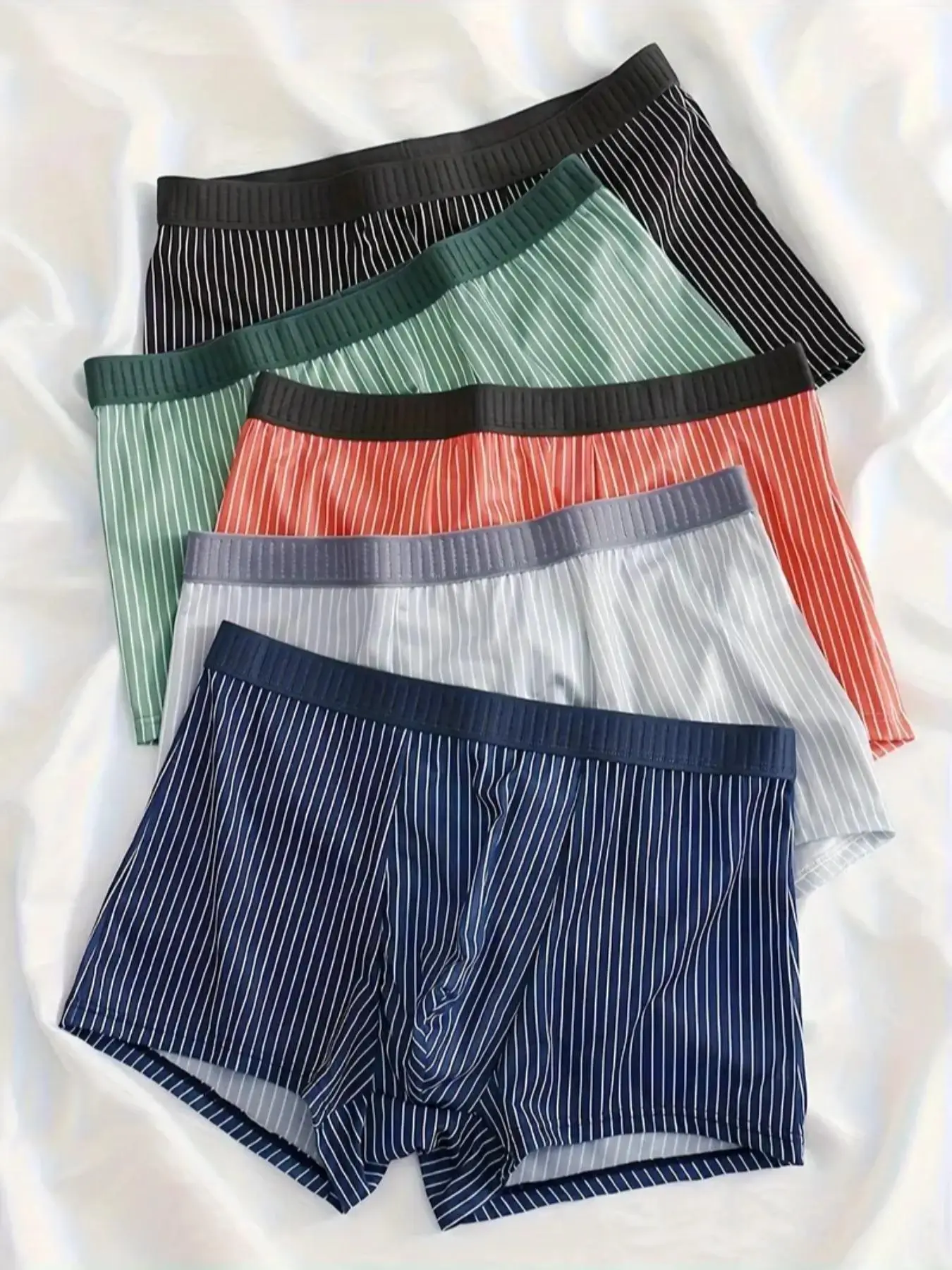Men's Striped Print Boxer Briefs, Casual Comfy Breathable Underwear, Underwear for Men, Summer Wear 2024, Men's Underwear for All Seasons