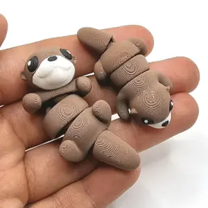 3D Printed Articulated Baby Otter, Flexi Otter Fidget Toy with Optional Keychain, Cute Animal Desk Pet, Sensory Toy, Otter Lover Gift