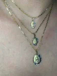 Virgencita de Guadalupe Necklace, Copper, 20 inch Chain Length, Unisex