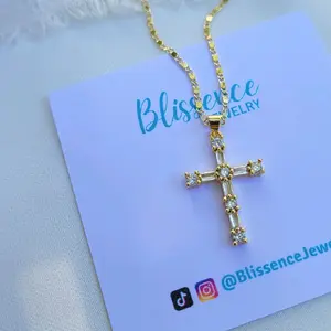 Blissance Jewelry 18k Gold Filled Cross Necklace, Nickel Free & Hypoallergenic, 20 Inches Chain, Religious Women's Jewelry