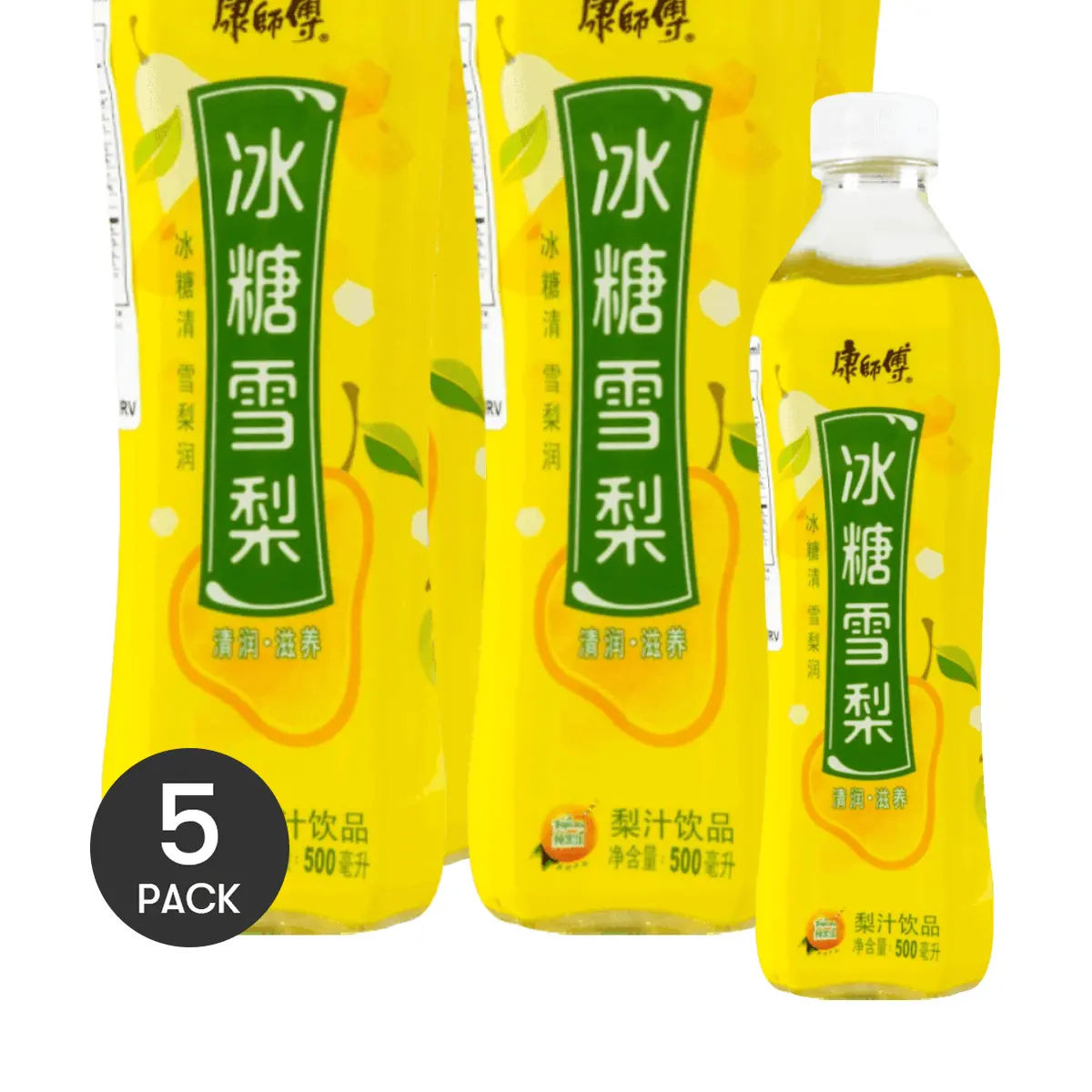 5Packs MASTER KONG Snow Pear Juice - Sweet, Refreshing, with Rock Sugar, 16.9fl oz/Pack
