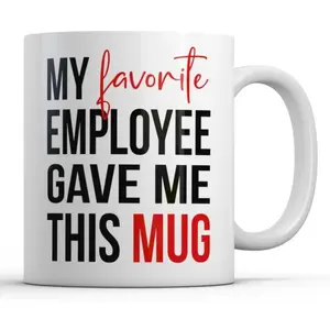 1pc 11oz Humorous Boss Coffee Mug "My Favorite Employee Gave Me This" - Microwave Safe Ceramic Mug with C-Handle, Bold Text Design, Ideal Office Gift for Supervisors, Men & Women - Perfect for Christmas, Birthdays, Holidays, Humorous Drinkware | Festive