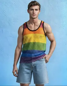 Unisex Pride Mesh Tank Top Limited Edition Rainbow Design Medium Fit for Men Women up to 2XLarge